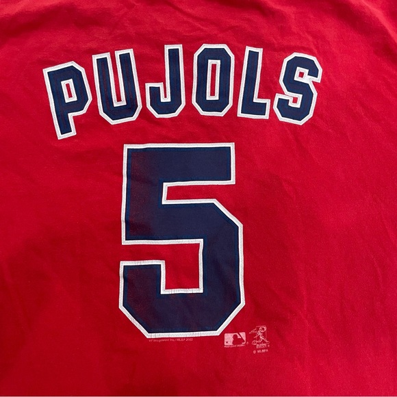 Vintage Lee Sport T Shirt Men XL Red St Louis Cardinals Albert Pujols 5 - Picture 2 of 10